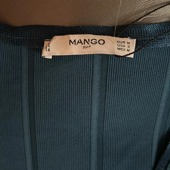 Mango rib knit 3/4 sleeves v neck top Sz S - Picture 4 of 13